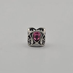 Soufeel 925 Sterling Silver Pink Teardrop Filigree Charm | Vintage-Inspired Bead